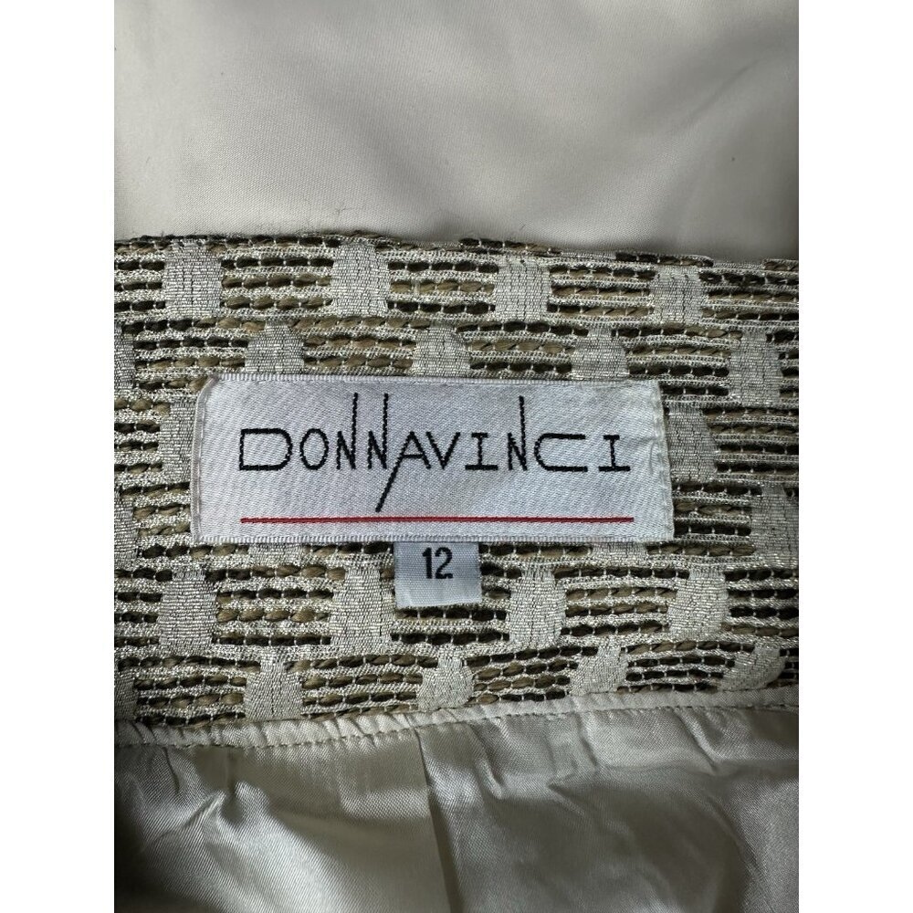Donna Vinci Champagne Gold Church Suit Jacket Floral Rosette Jewel Button Sz 12 - Picture 4 of 16